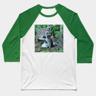 Raccoon Mom with 4 Kits Baseball T-Shirt
